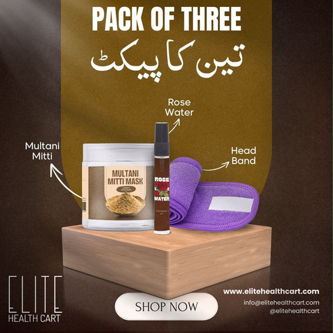 Pack of Three | Multani Mitti Mask, Rose Water, Head Band